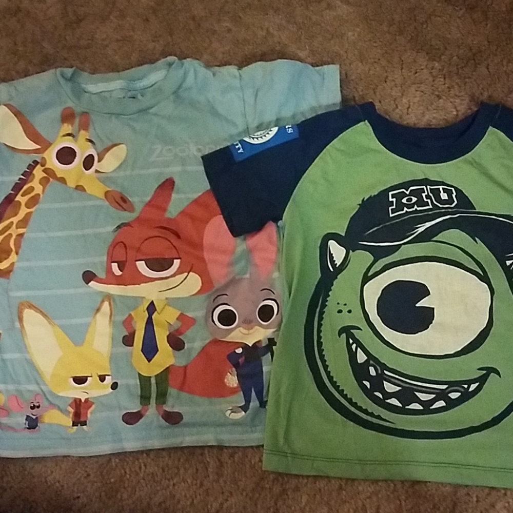 Zootopia and Monsters University tshirts